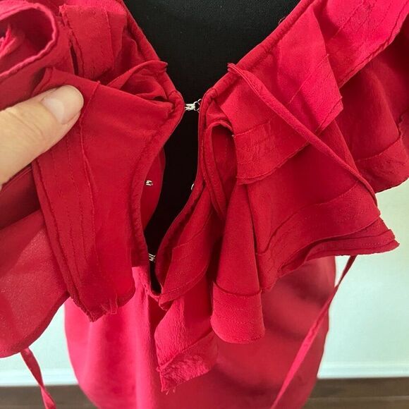 Joie 100% silk ruffle red blouse, size XS - Picture 8 of 12